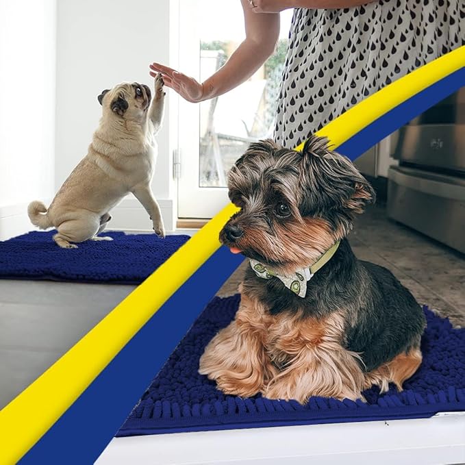 Muddy Mat® | Super Absorbent Door Mat Indoor, Microfiber Quick Dry Chenille Entryway Rug, Non-Slip Front Door Mat, Indoor Mats for Entryway, Machine Washable Pet Rug, Navy Blue 24"x36"