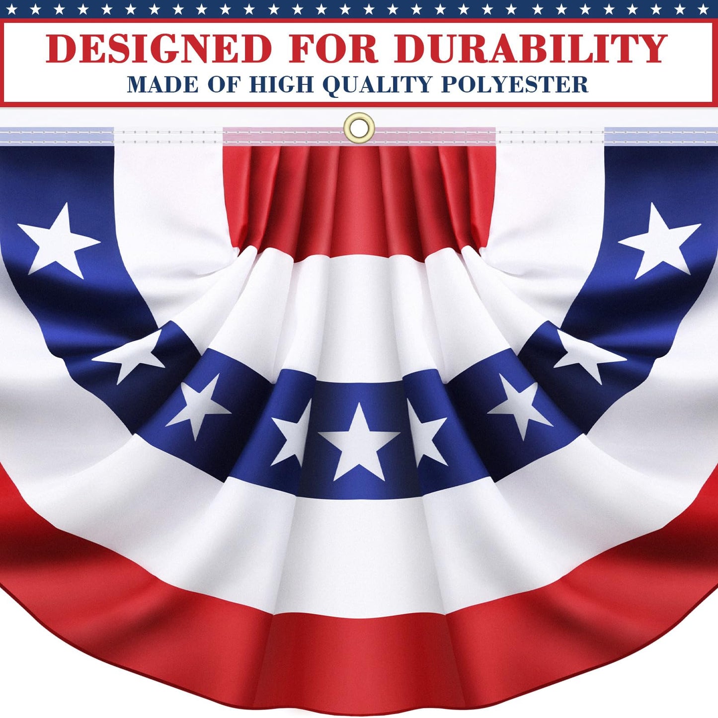 2 Pack 3x6 Ft Large American Flag Bunting - USA Pleated Fan Flags for Outside - Red White & Blue Patriotic Decor for 250th Anniversary,Memorial Day, Independence Day 4th of July Decorations