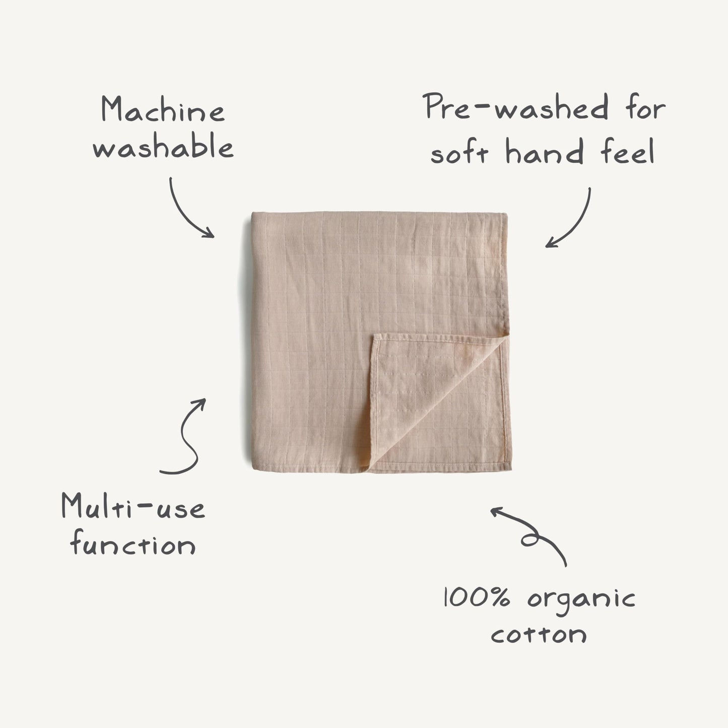 mushie Muslin Baby Swaddle Blanket | 100% Organic Cotton (Kites)
