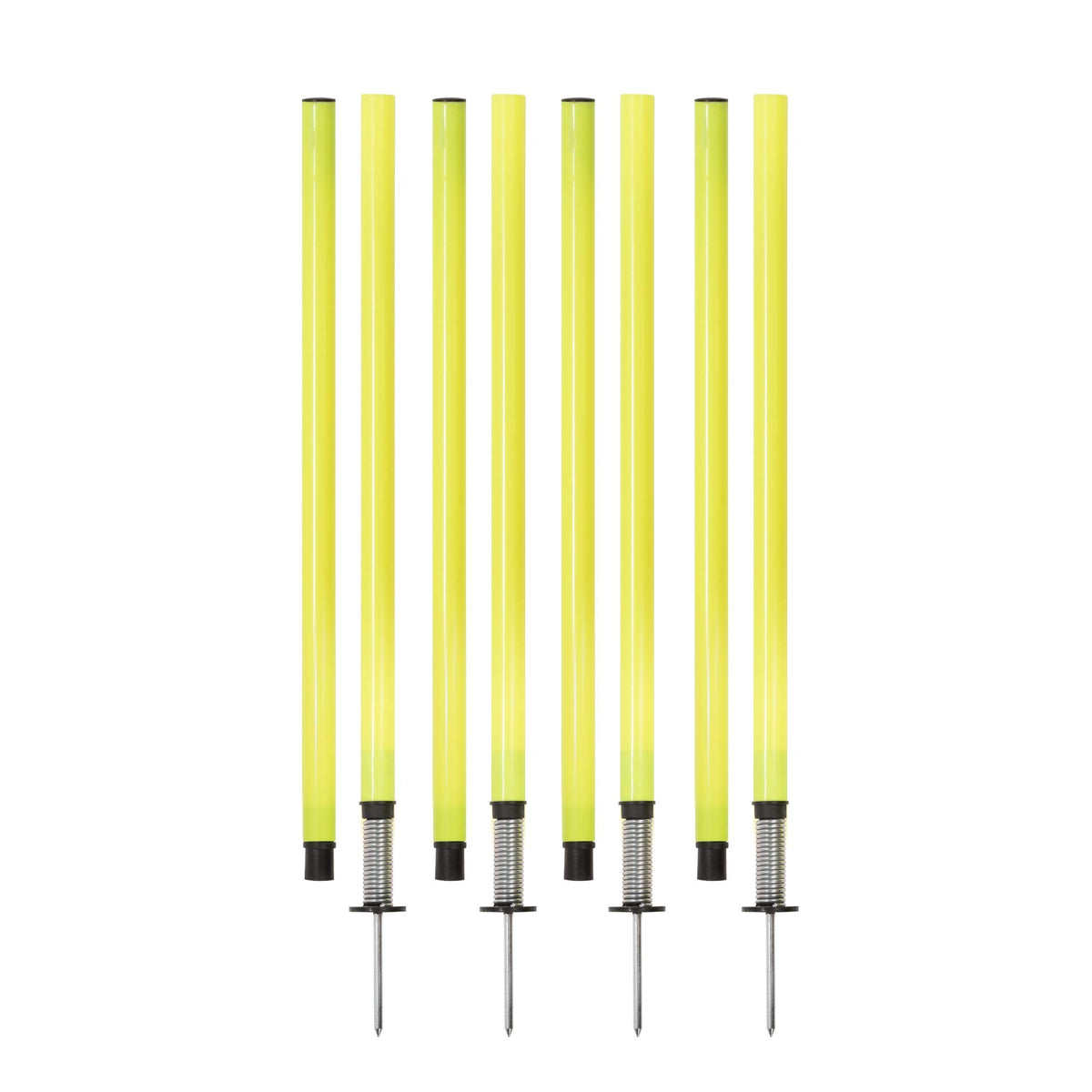 Champion Sports Outdoor Sports Agility Pole Set, 4 Rubber Bases with 12 PVC Poles, 66 Inches, Yellow