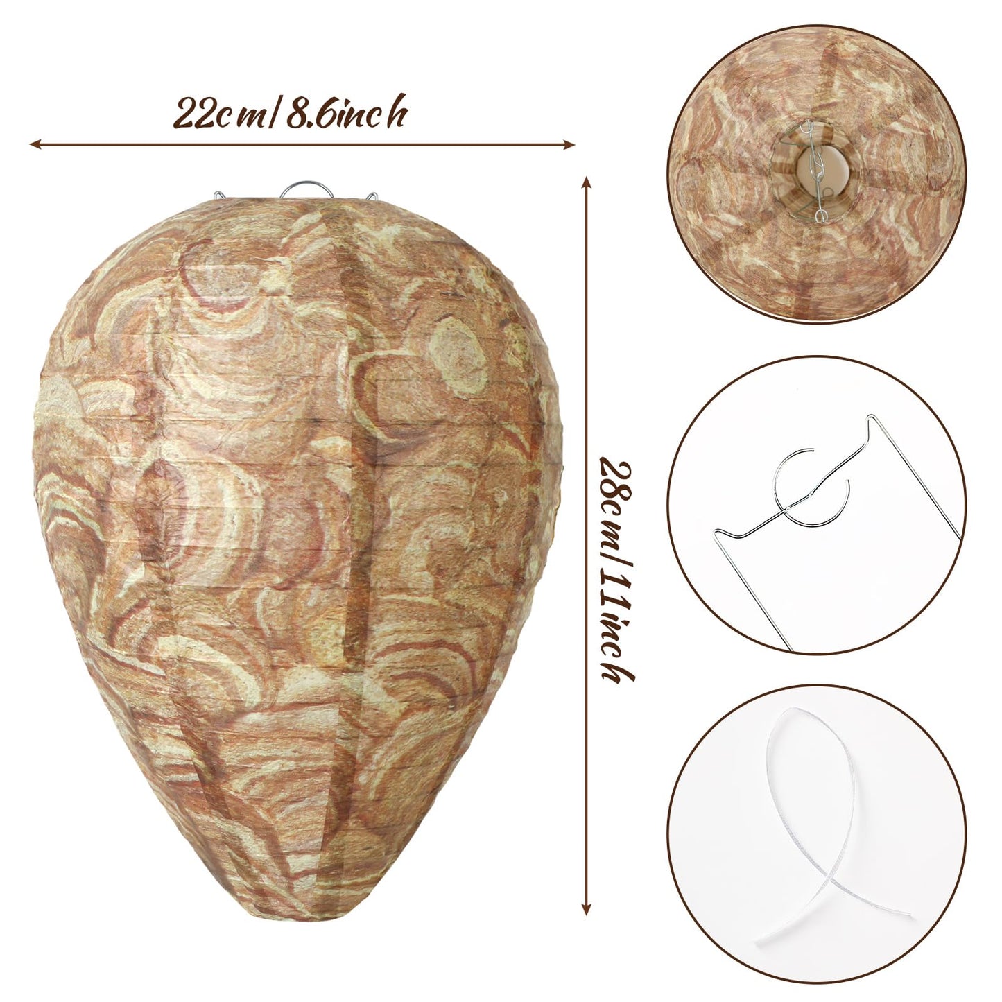 DECYOOL 6 Pack Paper Wasp Nest Decoy Hanging Wasp Nest Stay Away from Wasps Hornets Yellow Jackets(Mixed Color)