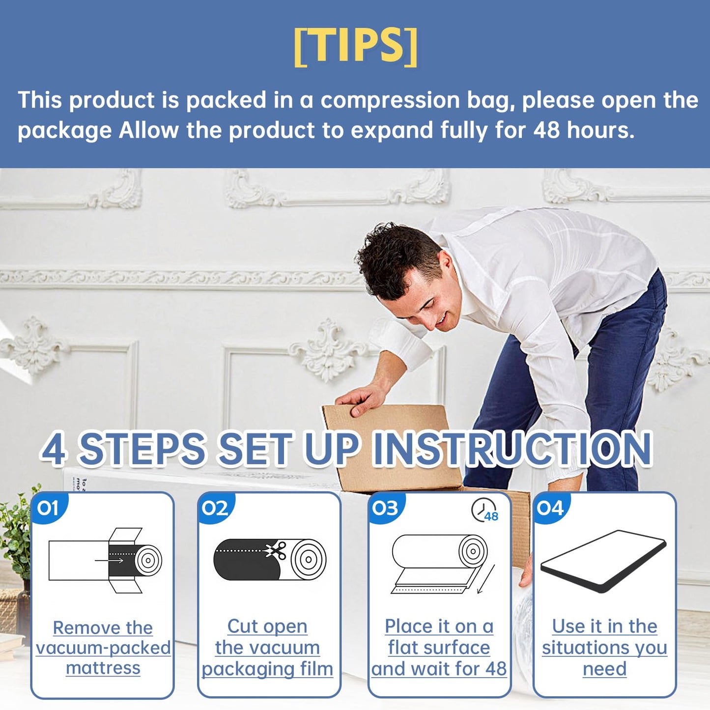 Upholstery Foam, 72" x 24" x 3" High Density Gel Memory Foam Padding Couch Cushion Support, Cut to Size Foam Replacement Pad for Sofa Sag Support