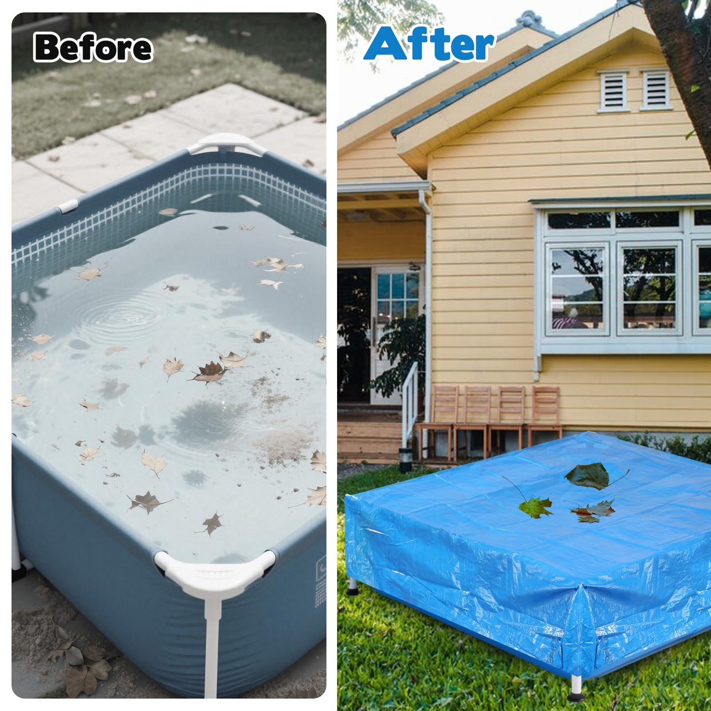 4 Feet x 4 Feet x 12 Inch Mini Frame Pool Cover Kiddie Pool Cover Waterproof Above Ground Frame Kiddie Swimming Pool Cover for Outdoor Backyard Teaching (Cover Only)
