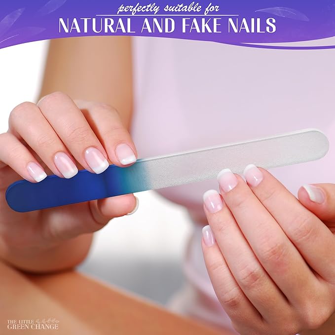 3Pcs Crystal Glass Nail Files for Natural Nails - Professional Nail Files for Acrylic Nails Artificial Nail Tools Nail File Set Cuticle Pusher - Manicure Supplies Nail Care Pedicure Tools for Feet