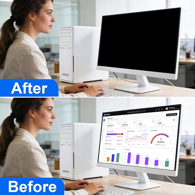 [2-Pack] Privacy Screen For Computer Monitor, 23.8-Inch 16:9 Aspect Ratio; Anti Spy/Bule Light/Glare And Eye Protection, 2 Install Ways Removable For Office, Airport, Cafe And Other Public Area; Diagonal 23.8 Inches, Width 20.74 Inches, Height 11.67 In...
