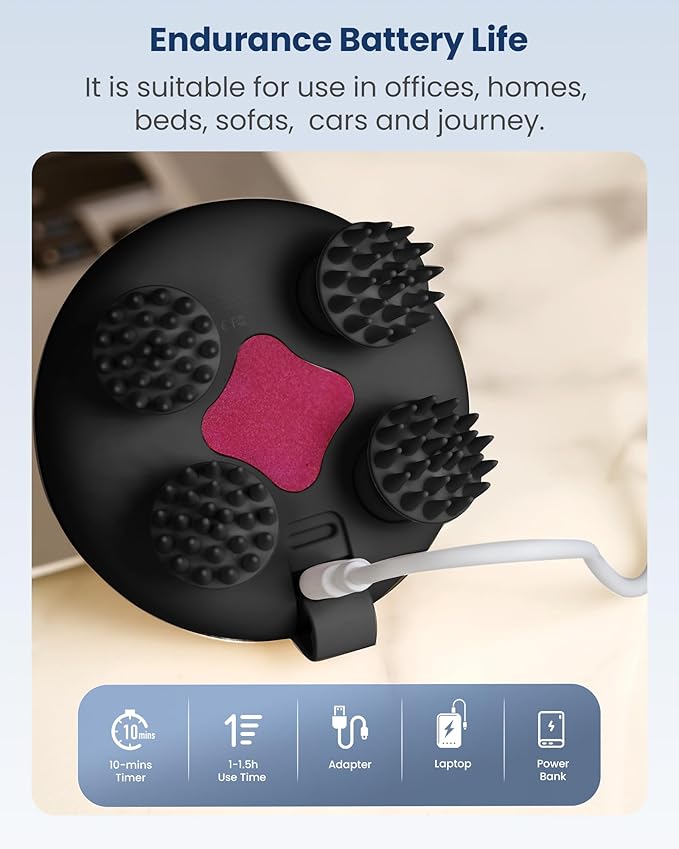 COMFIER Cordless Head Massager Scalp Massager Hair Growth with 3 kneading Modes,Waterproof Hair Massage with 8 Claws for Deep Cleansing,Body Cat Head Scratcher,Gift for Women,Men