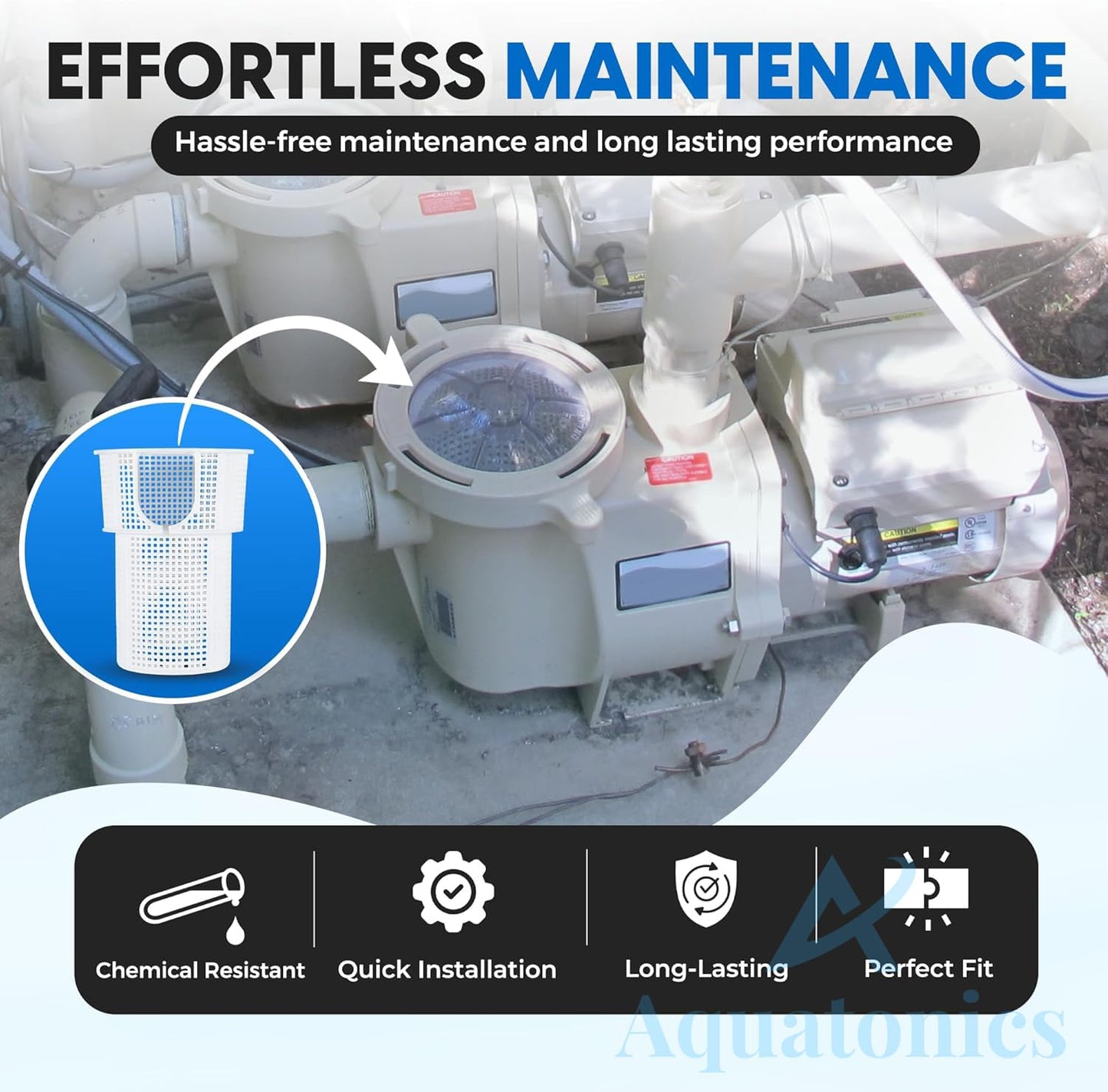 Aquatonics Replacement 355667 Pool Pump Basket Compatible with SuperFlo, SuperFlo VF, Variable Speed and Pinnacle High Flow Inground Pumps | Heavy-Duty Pool Pump Strainer Basket - 1 Year Warranty