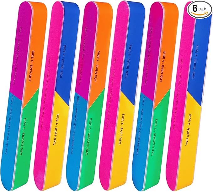 7 Way Nail Buffer (6 Pcs), Nail Buffers Blocks for Natural Nails Shine Smoother Buffing Block for Shinning Fingernail Emery Board Buffing Blocks (6 Pcs Shine Buffer 7 Way)