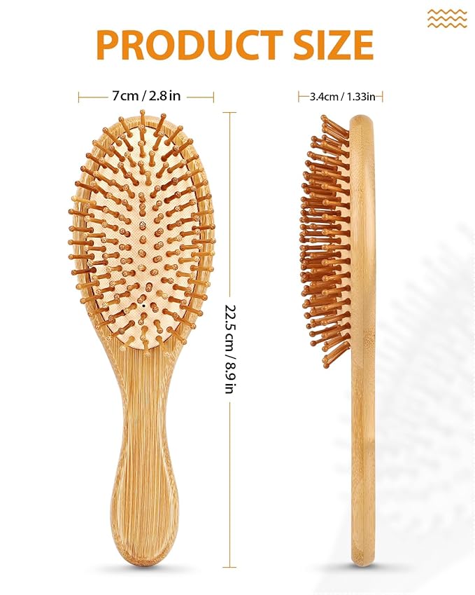 Pack of 2 Hair Brush with Bristles, Massages Scalp Anti-Static Hair Detangle for All Types, Lightweigh (Oval)