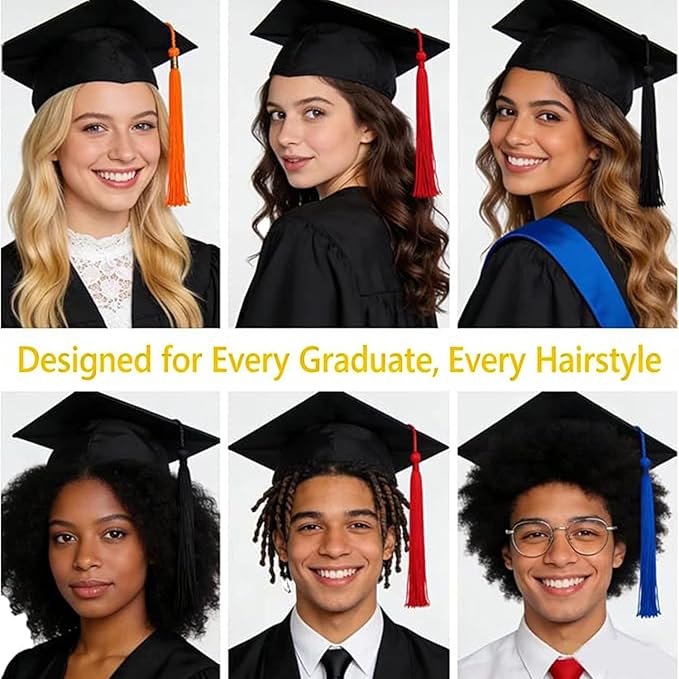 2 Pack Graduation Cap Headband Insert, Firm Anti-Fall Hair Band Holder with Hook and Loop Sticker, Secure Grad Hat & Hairstyle for Graduates Students Women (Cap Not Included)