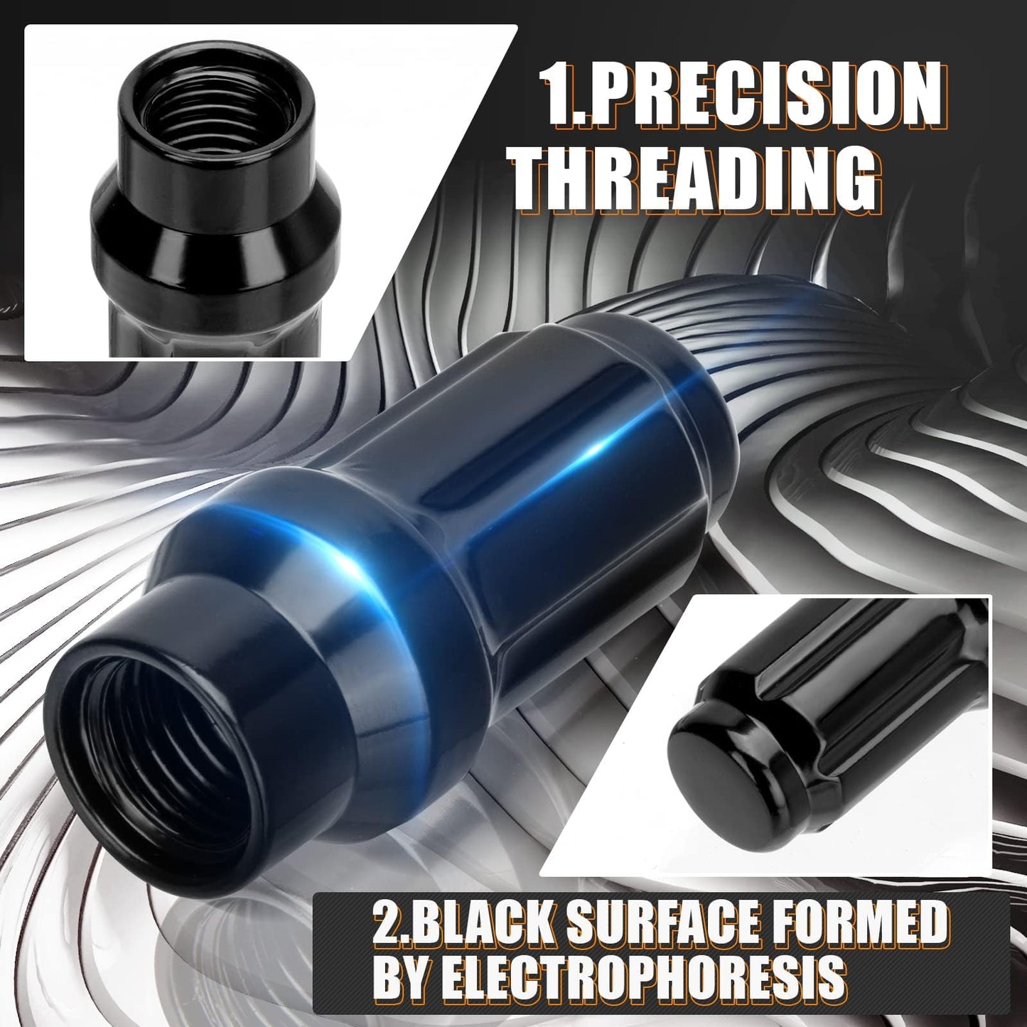 Dynofit 12mmx1.5 ET(Extended) 6 Spline Lug Nuts Compatible with Toyota Tacoma 4Runner, for 6 Lugs Aftermarket Wheels, 24pc M12x1.5 Closed End with 7.6mm Shank, Special Lug Nuts for Wheel Spacers