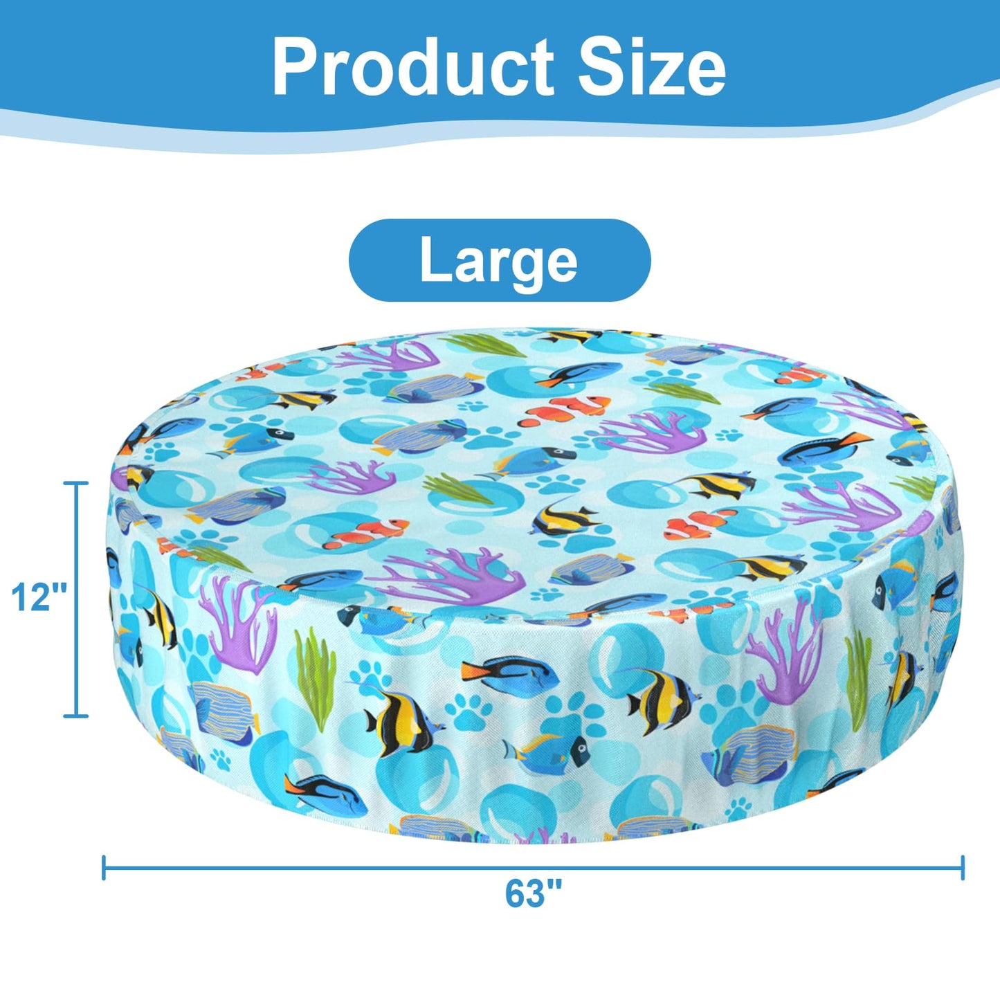 Ladadee Foldable Round Dog Swimming Pool Cover, for 32 "/63“/48” Collapsible Outdoor Tub, PVC Coating Waterproof and UV Protection, Leakproof Washable Kiddie Pet Small Paddling Bath Accessories