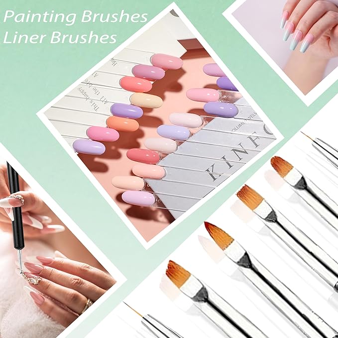 6PCS Double-Ended Nail Art Brush Kit For Gel Polish, Liner, Drawing, Dotting and Detailing - Professional Nail Art Design Pen And Paint Brushes Set