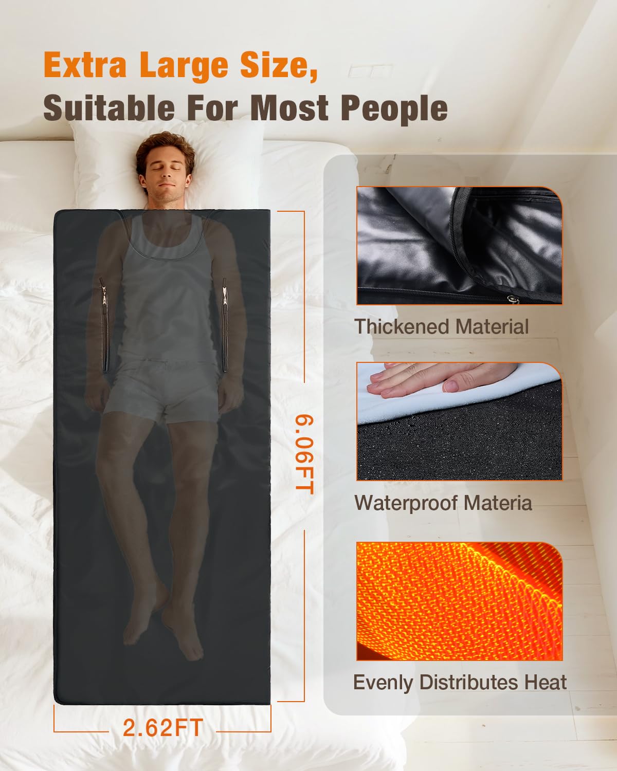 noerishia Portable Sauna Blanket for Home, Portable Design, Relaxation and Detox Washable & Foldable with Carrying Bag and Remote Control, 88-158℉, 10-60 Minutes Timer, (6 x 2.62) FT
