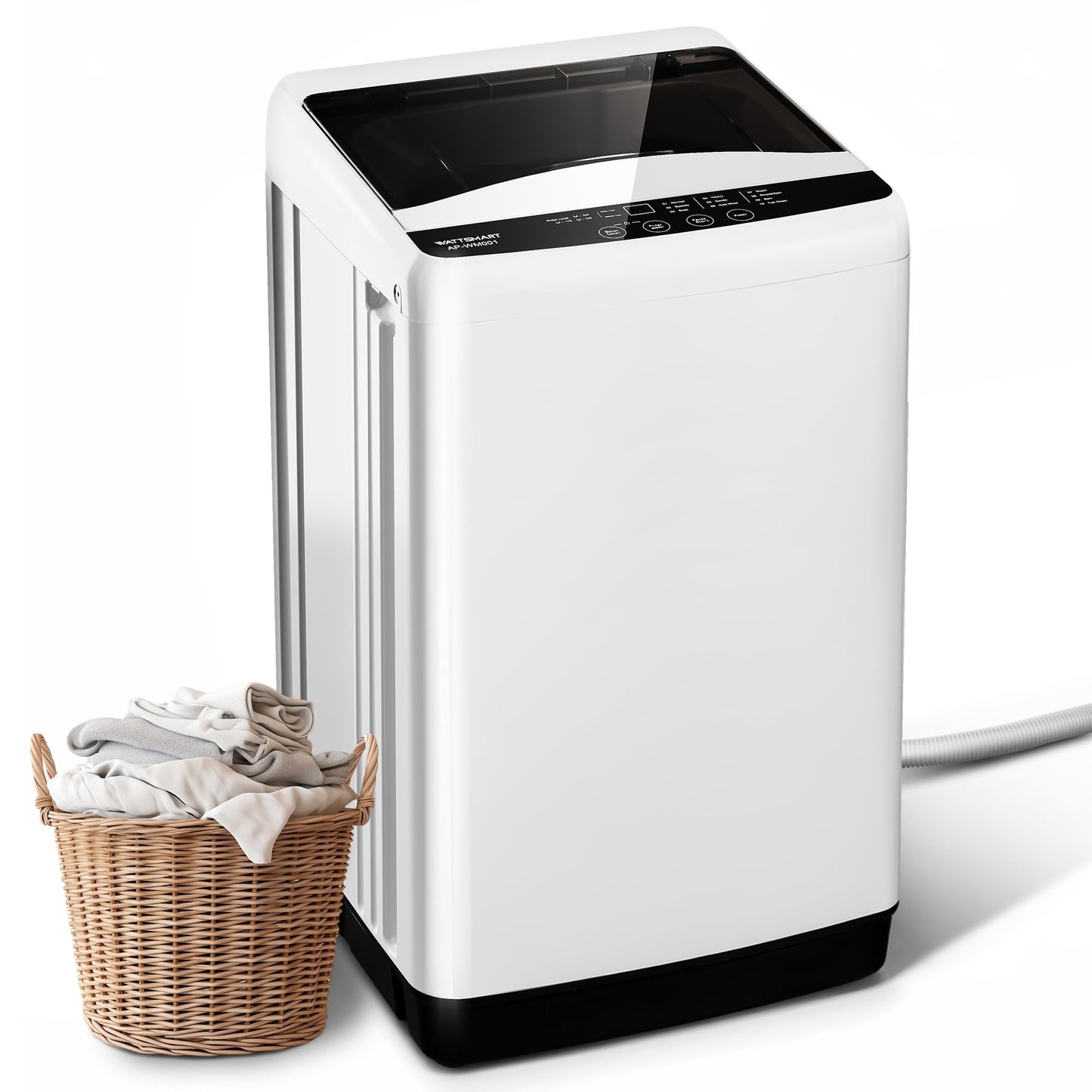 WATTSMART 15.7lbs Portable Washing Machine, Full-Automatic Portable Washer with 10 Wash Cycles, Top Load Clothes Washer with Drain Pump for Apartment Bathroom, Dorms, RVs