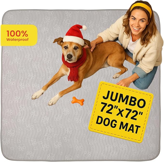 IMPROVIA® Extra-Large Waterproof Dog Mat – Jumbo Washable Playpen Floor Protector, Non-Slip Pet Pad, Heavy-Duty 72”x72”