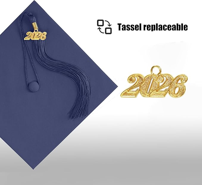 Graduation Cap with 2026 Tassel Year Charm Black Graduation Cap for High School & Bachelor