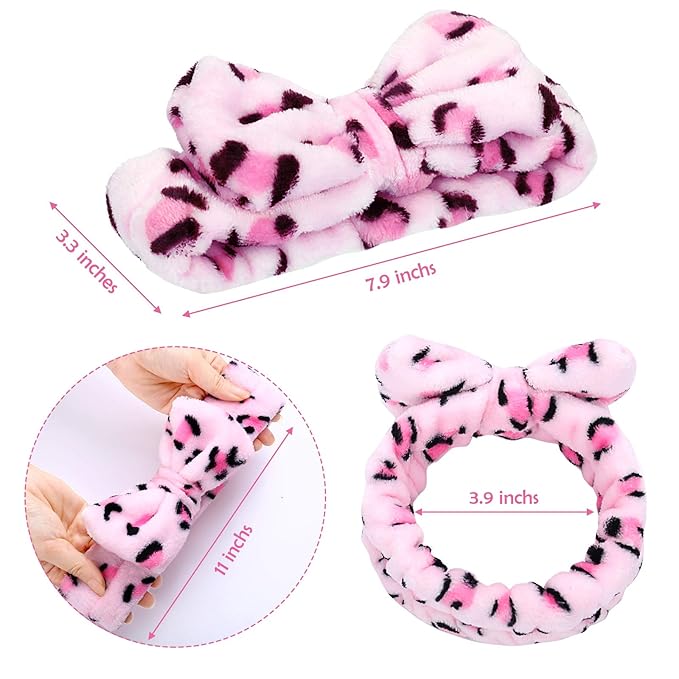 Hicarer 3 Pcs Towel Headbands for Women Headband for Washing Face Facial Hair Band Skincare Microfiber Bowtie Headband Makeup Terry Cloth Headbands Spa Shower Hair Band for Women Girls