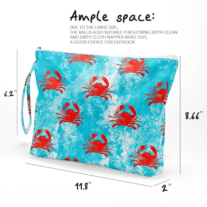 Fokongna Wet Bag, Travel Makeup Bag, Wet Dry Bag, Wet Bag for Swimsuit, Beach Pool Diapers Dirty Yoga Gym Clothes Zipper Pouch for Women Sister Friends Wet Bag Ocean Sea Shells Beach Starfish.349