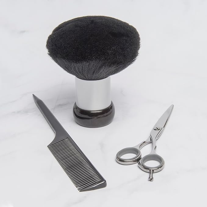 Diane Neck Duster Brush for Hair Cutting, Removes Loose Hair from Neckline and Ears, Barber Supplies and Salon Accessories, Soft Nylon Bristles, Stand Up Base, 5"