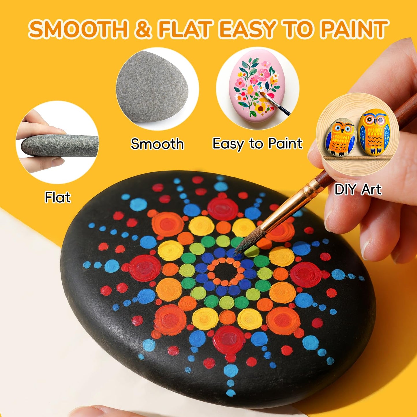 Simetufy 12Pcs 5-6 Inch Extra Large Rocks for Painting Flat Painting Rocks for Mandala, Smooth Stones for Art & Crafts, Kindness Stone, DIY Home Decoration