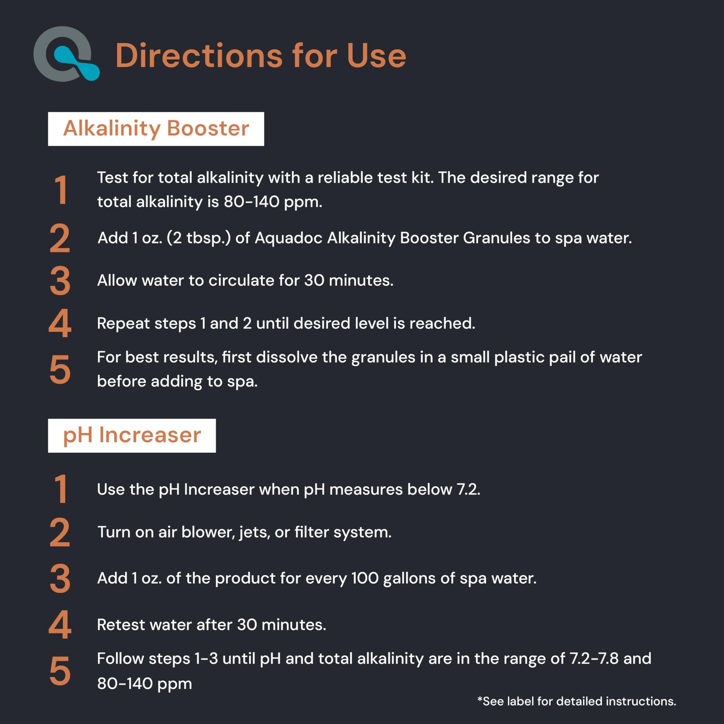 AquaDoc Spa Alkalinity Increaser and pH Increaser for Hot Tub Bundle - Includes 32oz pH Up and 32oz Alkalinity Up for Hot Tub - Spa Chemicals to Help Balance Water - Made in USA
