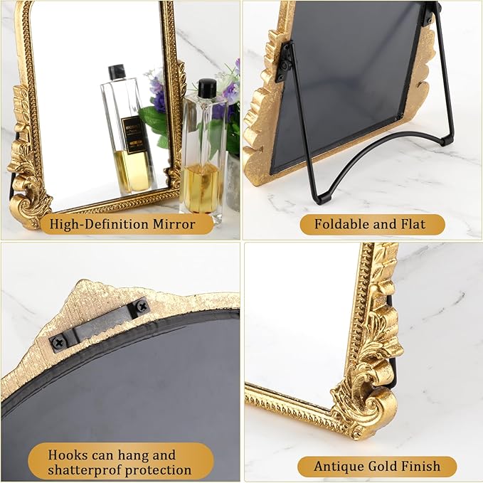 Vintage Small Arched Mirror, 20 * 16in Wall Mounted Vanity Mirror for Living Room, Bedroom, Bathroom, Entryway, Porch, Home and Dormitory, Versatile, Easy to Install, Space-Saving