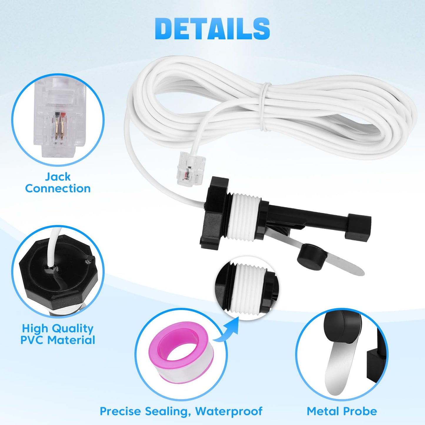 Sejaede Upgraded GLX-FLO-RP Pool Flow Switch Assembly Compatible with Hayward Goldline Aqua Rite Salt Chlorine Generator System, Flow Sensor with 15ft Cable (Metal Probe)