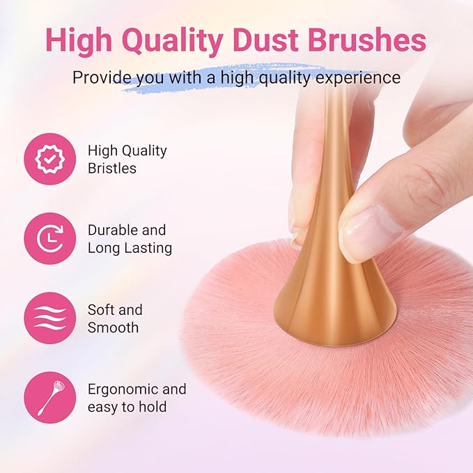 MelodySusie Orange-Pink Nail Art Dusting Brush, Dust Collector, Blush & Powder Makeup Brush, Acrylic Nail Tool