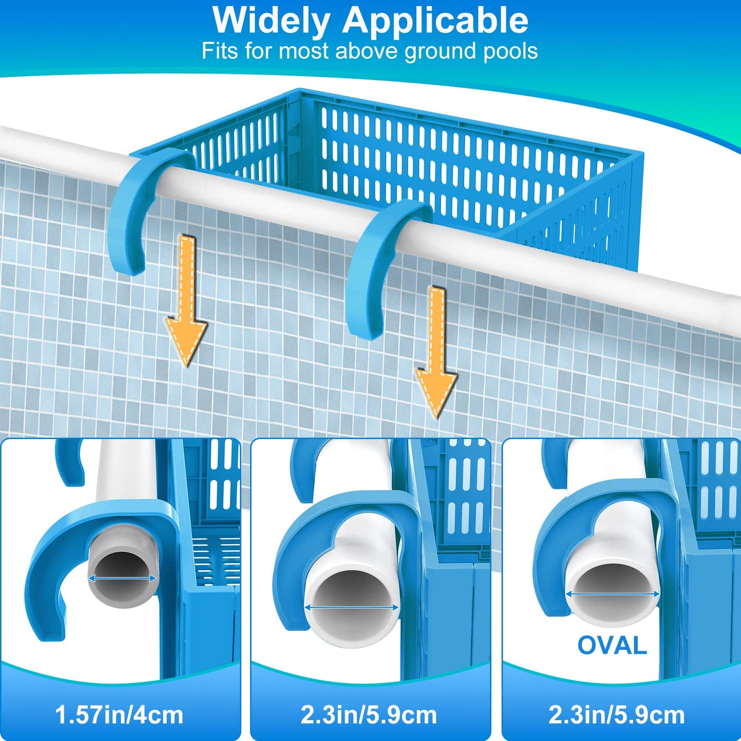 PAHTTO XL Poolside Storage Basket 2pcs, Foldable Above Ground Pool Storage Basket for Pool Toys, Towels, Beverages, Poolside Organizer, Pool Accessories for Above Ground Swimming Pool, Blue