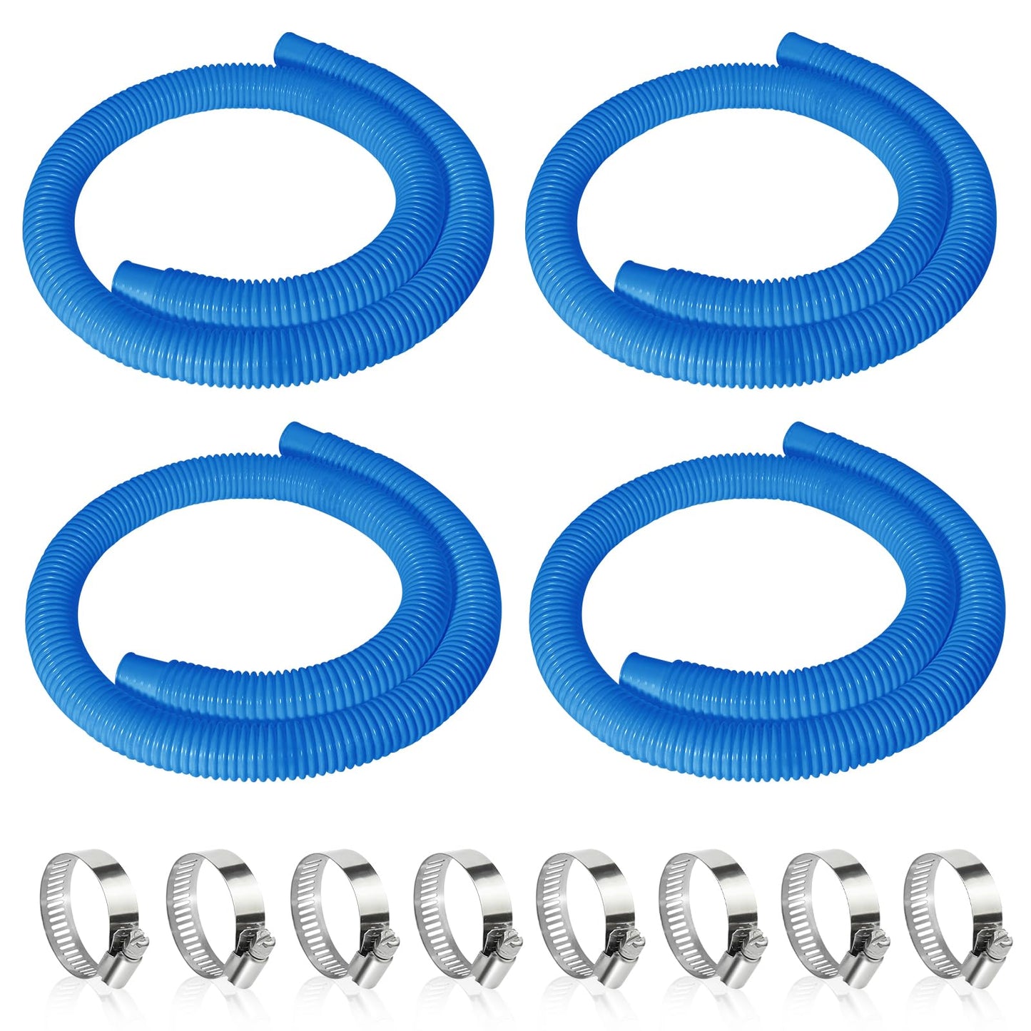 4 Pcs 1.25" Pool Hose, 59" Long Accessory Pool Pump Replacement Hoses, Compatible with All Above Ground Pool Filter Pumps that Use 1 1/4 Diameter Hoses