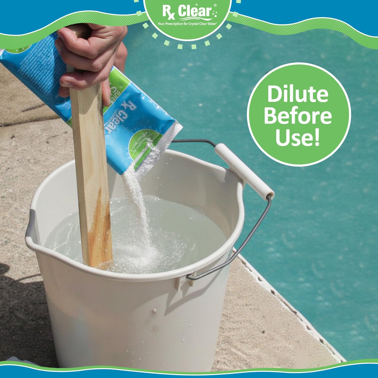 Rx Clear Mega Shock | 73% Calcium Hypochlorite | Kills Algae in Swimming Pools | Works As Pool Sanitizer Clarifier and Algicide | One Pound Bags | 12 Pack