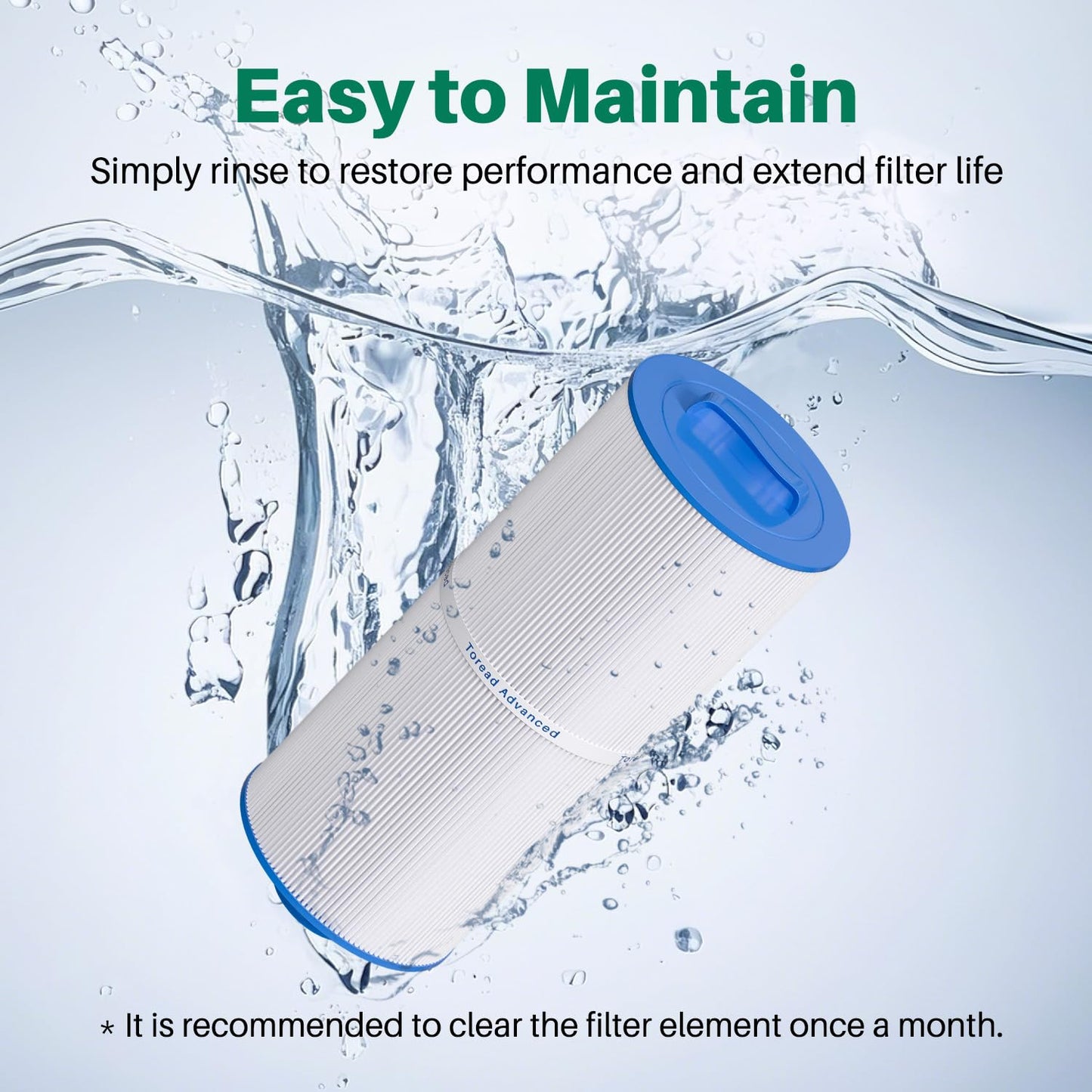 TOREAD 6CH-960 Spa Filter Replaces Jacuzzi Filters J-300, J400, PJW60TL-F2S, 14081, 6000-383A, Unicel 6CH-960, Filbur FC-2800, 6540-383, Hot Tub Filter with Closed Handle 2 Pack (Not be Removed)
