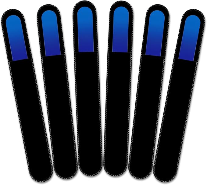 Mont Bleu Rainbow Crystal Nail File in Black Pouch - Large/Professional Size - Czech Tempered Glass - Handmade in Bohemia (Czech Republic)