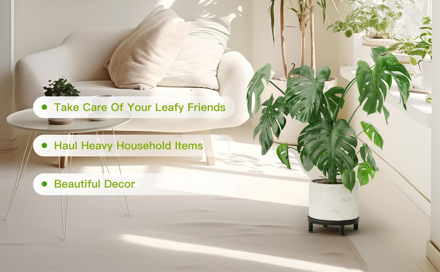 Zhongma 2 Pack 8.7" Fully Assembled Sturdy Potted Plant Stand Flower Pot Holder Heavy Duty Construction, Low Plant Stand for Home Indoor and Outdoor, Sturdy plant riser and saucer without Installation Required