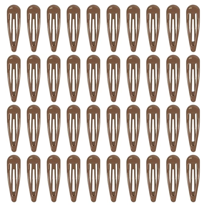 40pcs Snap Hair Clips, 2'' Hair Clip, Non-slip Brown Hairpin Accessories for Women Girls, Metal Barrettes for Styling, Brown