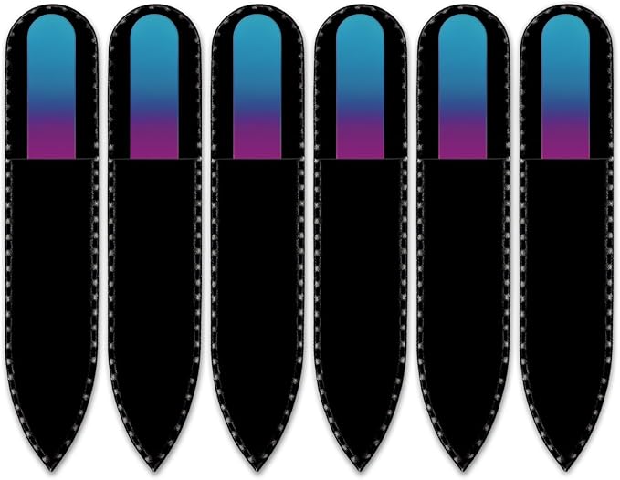 Mont Bleu Rainbow Crystal Nail File in Black Pouch - Small/Purse Size - Czech Tempered Glass - Handmade in Bohemia (Czech Republic)