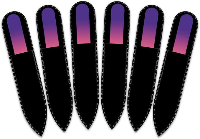 Mont Bleu Rainbow Crystal Nail File in Black Pouch - Small/Purse Size - Czech Tempered Glass - Handmade in Bohemia (Czech Republic)