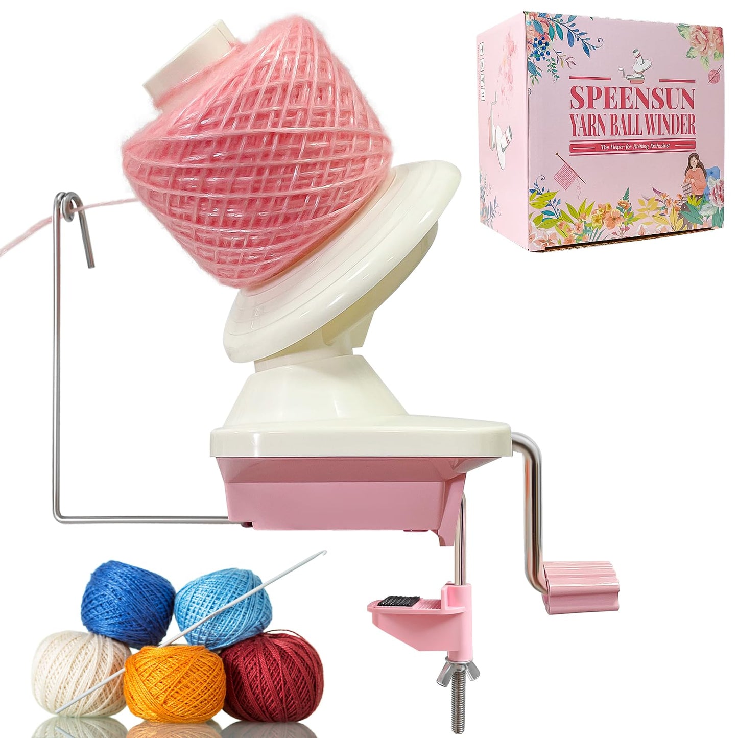 SPEENSUN Yarn Winder for Crocheting, Yarn Spinner, 3.5 OZ Easy-to-Install and Efficiently Yarns Cake Winder with Lower Noise for Yarns Below Size 5, Best for Crochet and Knitting Lover