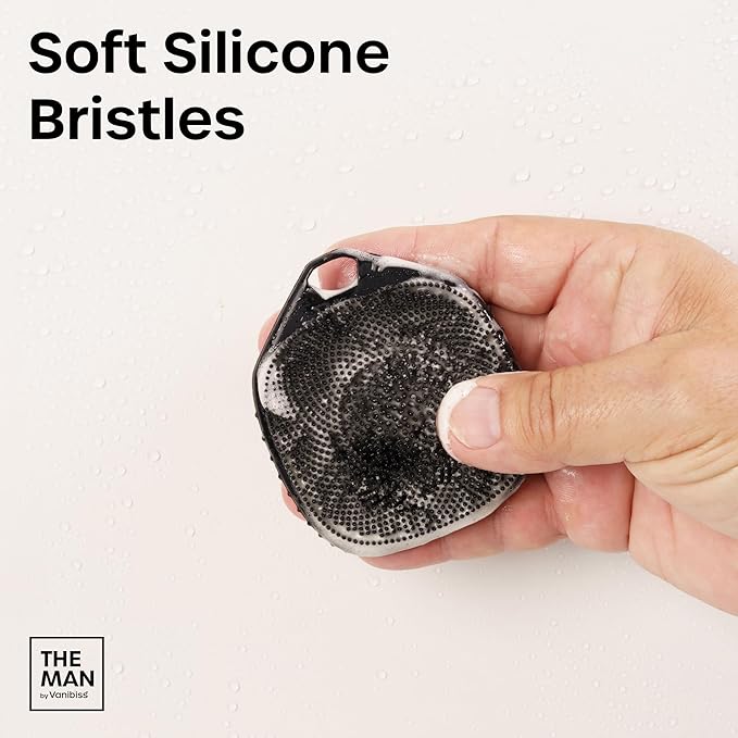 The Man Silicone Face Scrubber for Men - Gentle Exfoliator Face Massager - Removes Dead & Dry Skin - Facial Cleansing Brush