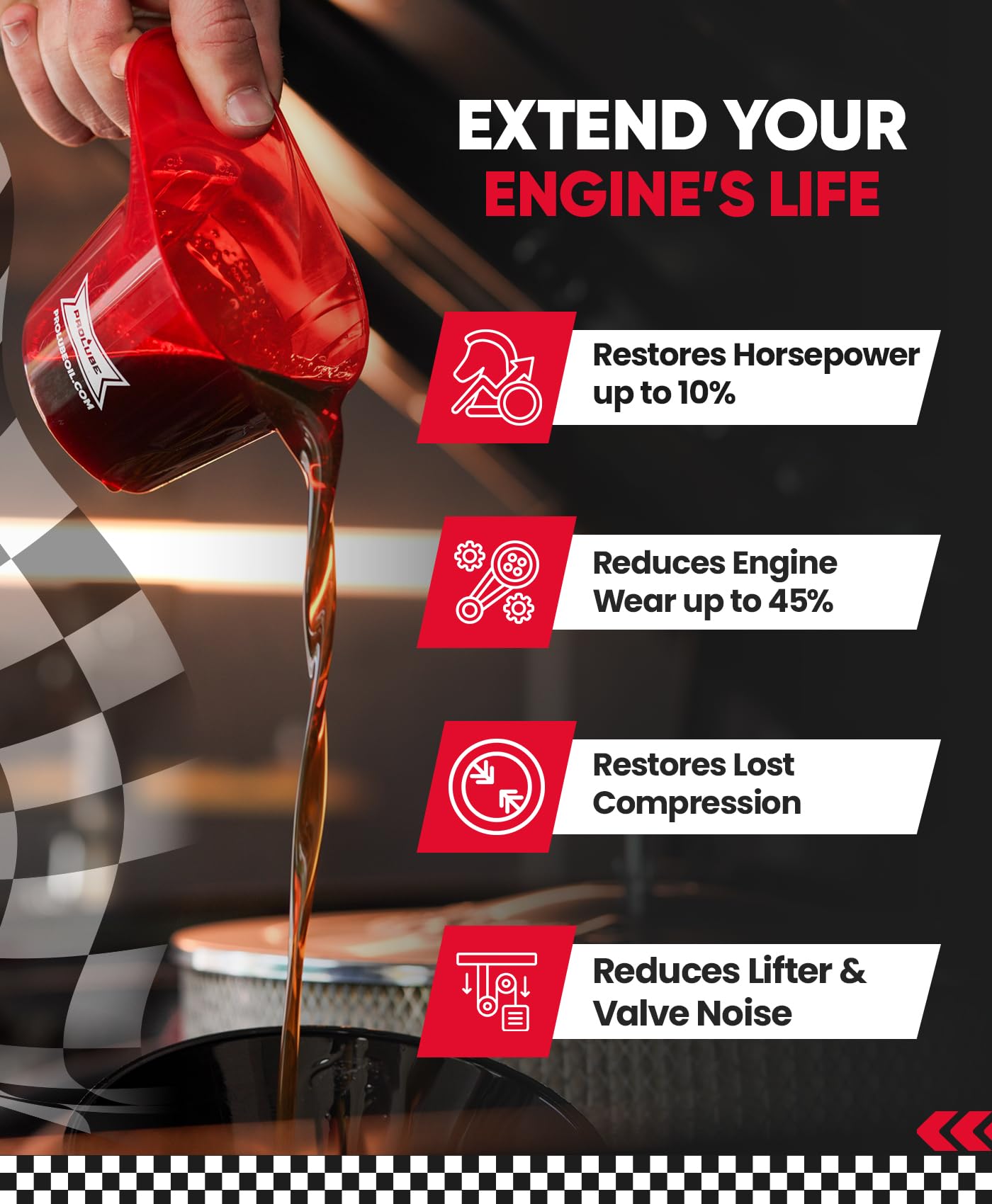 Prolube Oil Treatment - Engine Oil Additive for Gas & Diesel Engines - Reduces Wear, Noise, Vibration - Boosts Fuel Economy & Horsepower - Works on Transmissions & Differentials (1Gallon)