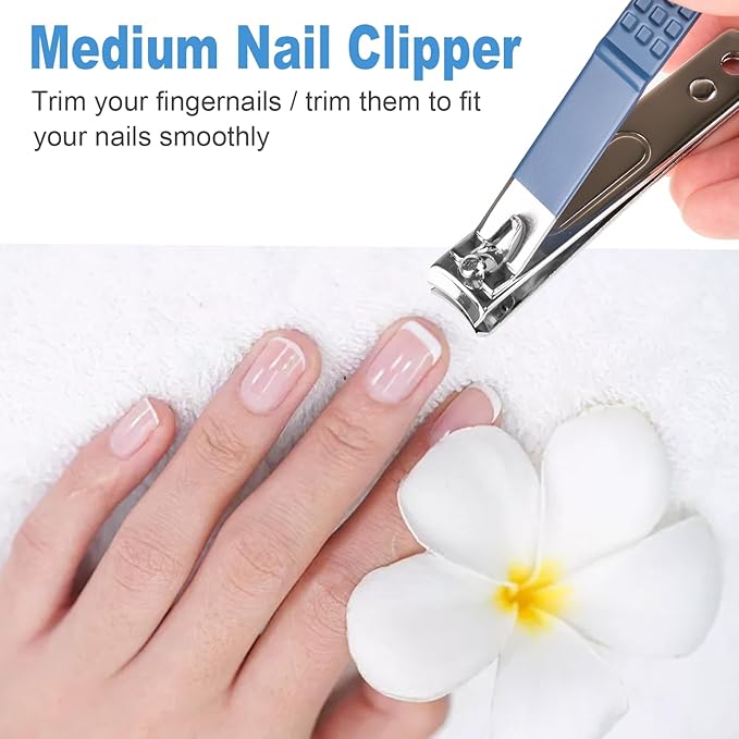 DUCOO Nail Clipper Set, 4 PCS Ultra Sharp Nail Clippers for Men, Women, Adults Toenail Fingernail Clippers, Stainless Steel Nail Cutter & File, Blue