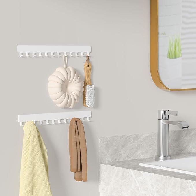 Necklace Holder - Hanging Jewelry Organizer, Self-Adhesive, Wall Mount, 2 Pack, White