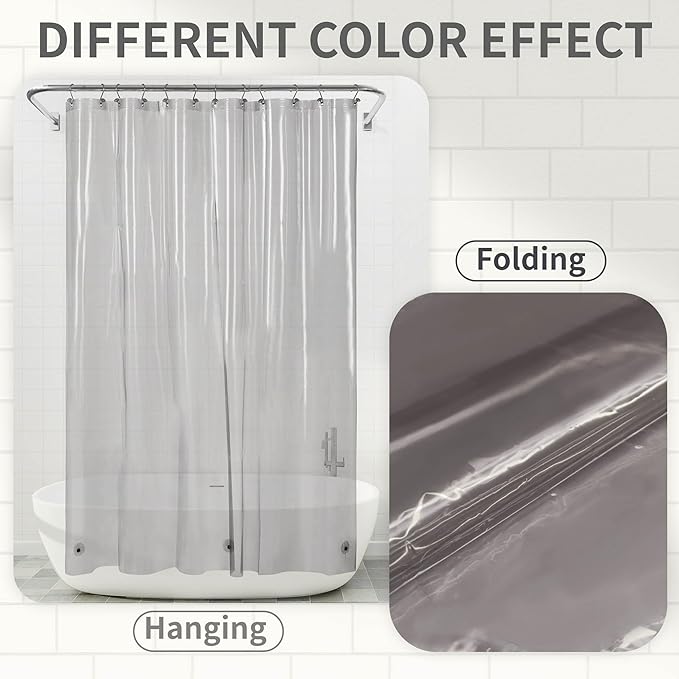 Barossa Design Clear Black Long Shower Curtain Liner 78" Height - 3 Magnets & Waterproof Lightweight PEVA Shower Liner for Bath Tub, PVC Free, Metal Grommets, Clear Black, 72x78