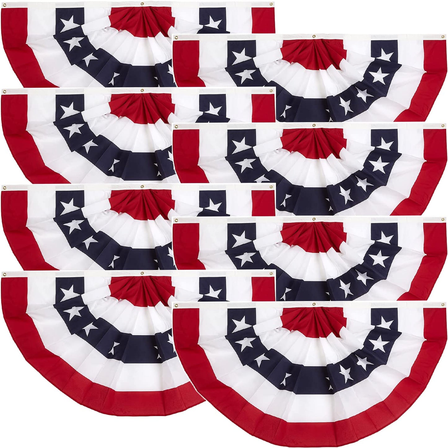 1.5x3 Ft American flags Bunting Flag outdoor - Half Fan Banner Pleated Patriotic Polyester USA Flag for 4th of July Decorations 8-pack