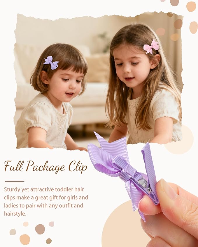 doboi 50PCS 2'' Baby Hair Bows Clips Fully Lined Tiny Grosgrain Boutique Solid Ribbon Mini Bows Alligator Clips for Girls Teens Infants Kids Toddlers Newborn