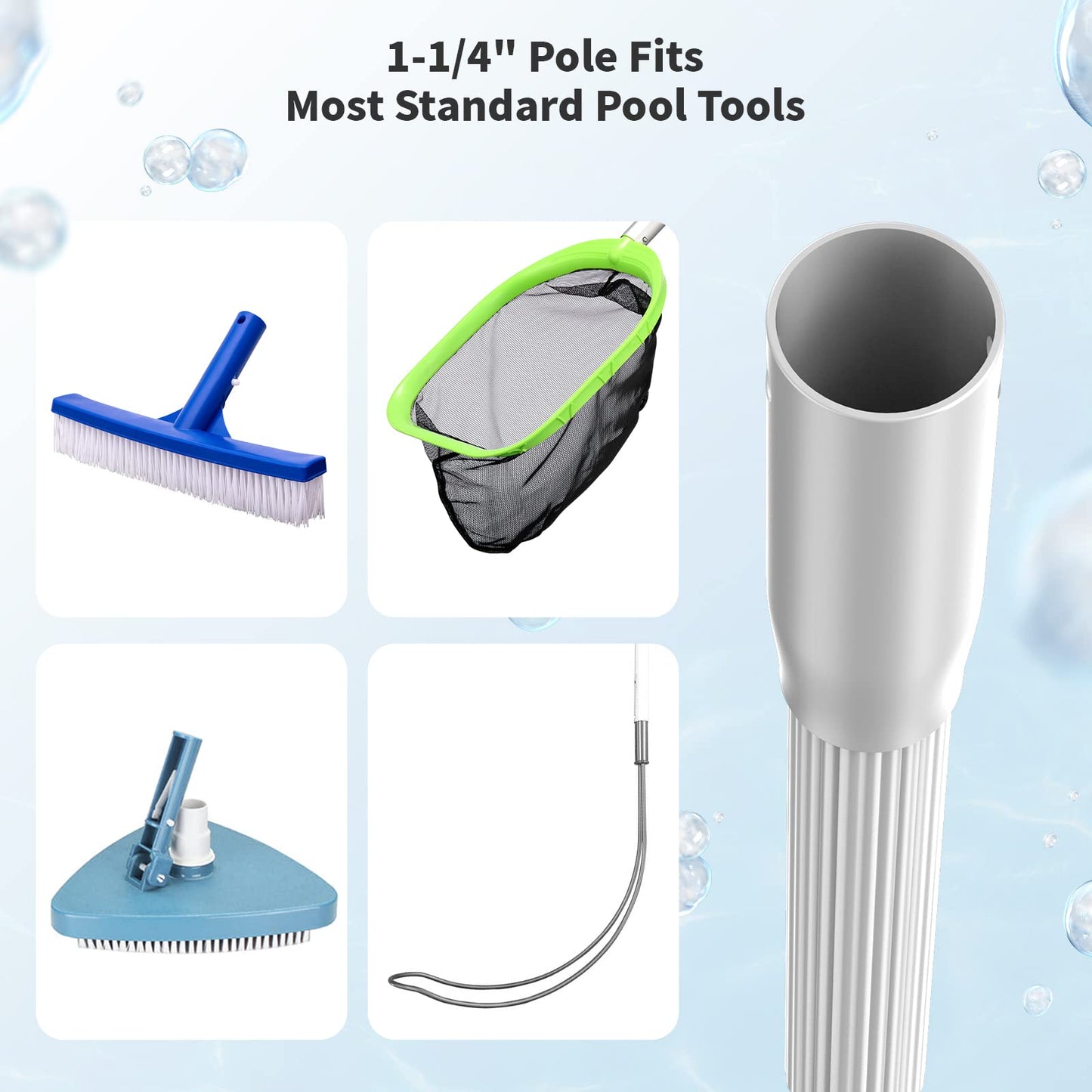 Mowend 【Upgrade】 Pool Net Total Length 6 Feet, Swimming Pool Skimmer Net with 6 Section Telescopic Aluminum Pole for Fast Cleaning Ponds, Hot Tub, and Spas, Pool Cleaner Supplies and Accessories