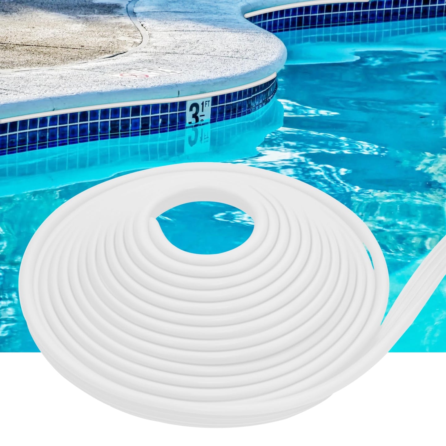 FBULWSEC 60'ft Roll Swimming Pool Liner Bead Lock for Above-Ground & In-Ground Swimming Pool Beaded Liners, White