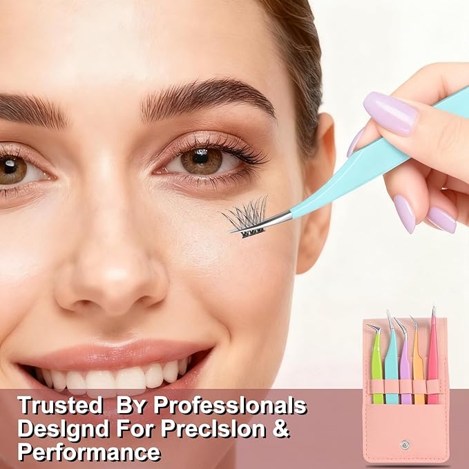 5pcs Eyelash Extension Tweezers High PrecisionÃ¯Â¼ÂStraight and Curved Volume Lash Tweezers for ExtensionsÃ¯Â¼Âlash tweezers for eyelash extensionsÃ¯Â¼Â CraftingÃ¯Â¼Â Girls Women Beginners