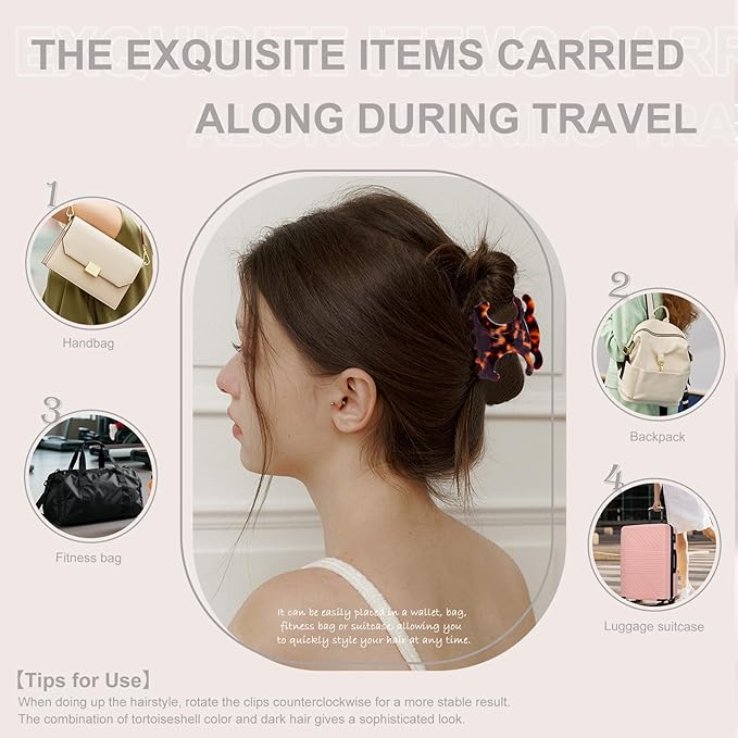 Premium durable acetate butterfly hair clips, 4 Pack. Medium Size Acetate Hair Claw Clips with Secure Hold,Perfect for Updos(2.76 x 1.66 in)